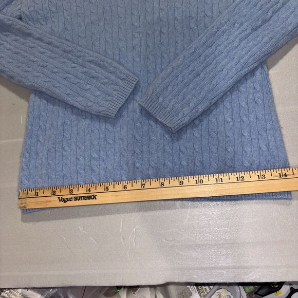 Charter Club Women’s Small 100% Cashmere Pullover Sweater Cable Knit Blue - Picture 7 of 16
